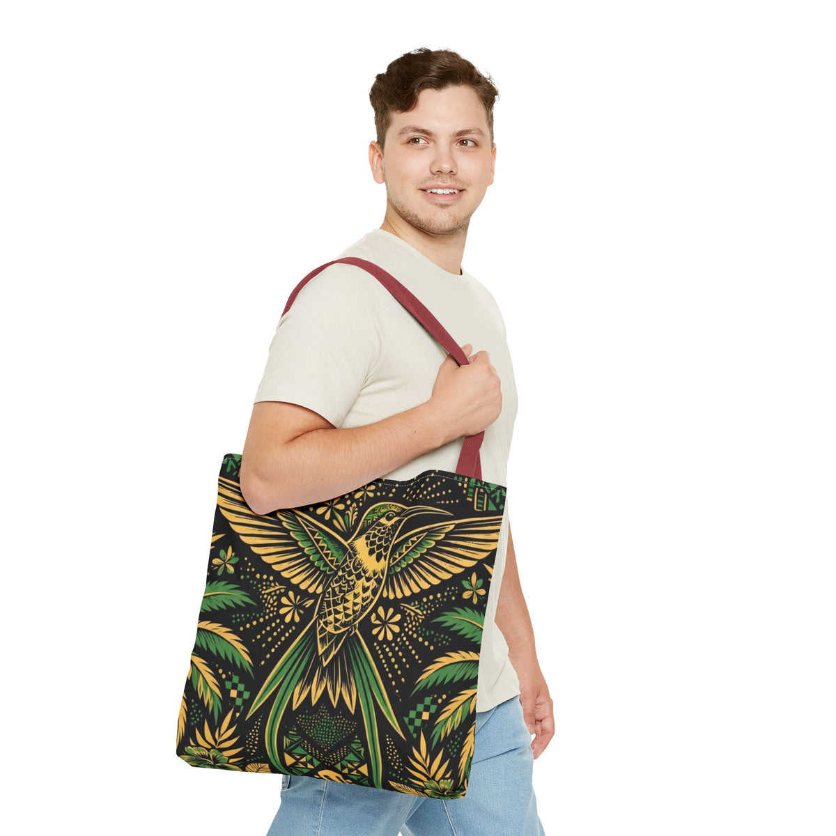 Jamaica Hummingbird & Guitar Tote Bag