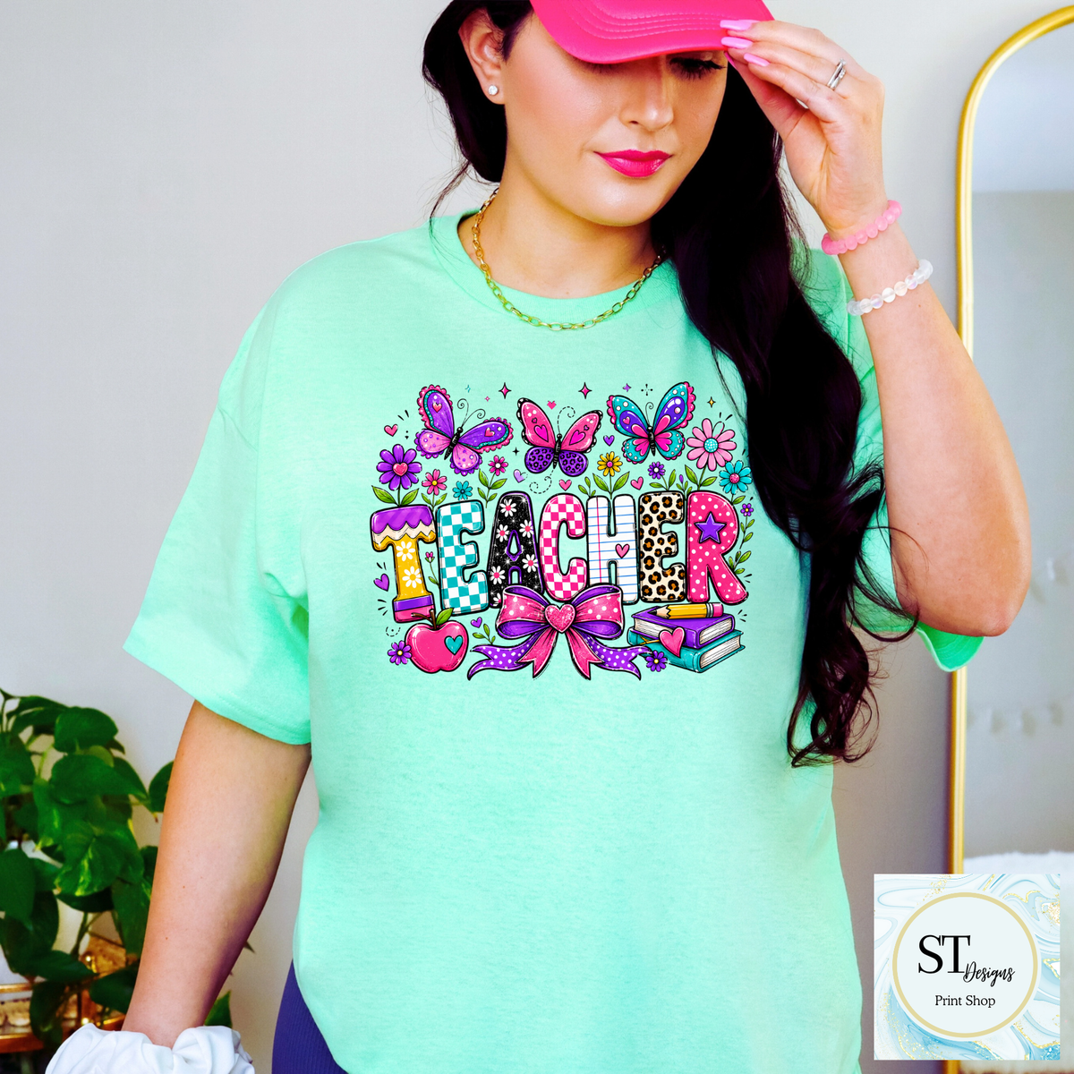 Colorful Butterfly Teacher Crewneck Sweatshirt | Cute Floral |
