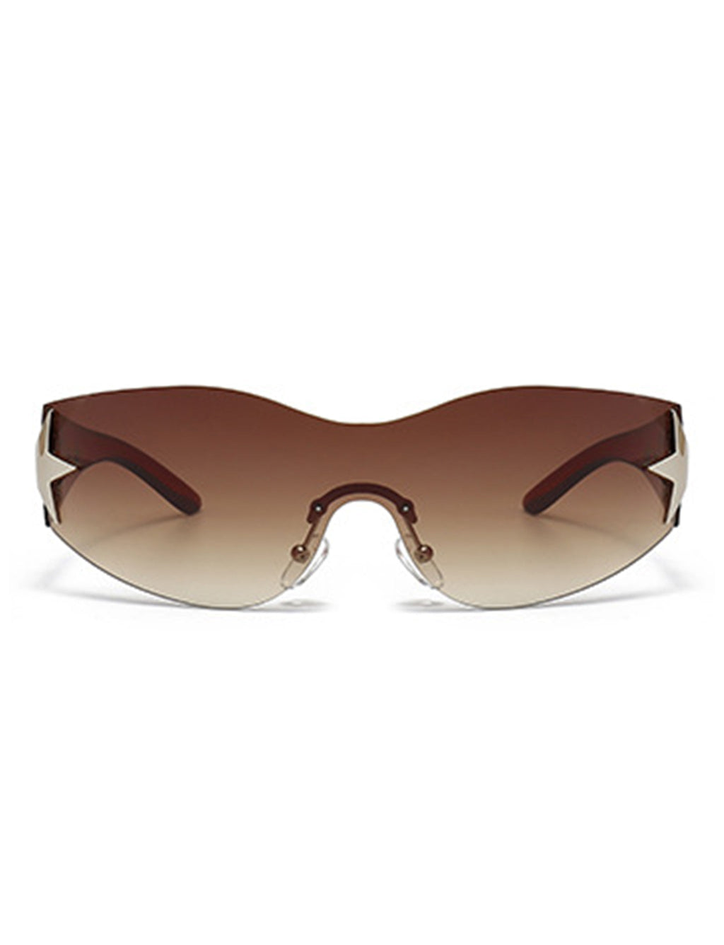 Vyrin - Star Designed Rimless Sleek Wraparound Shield Sunglasses