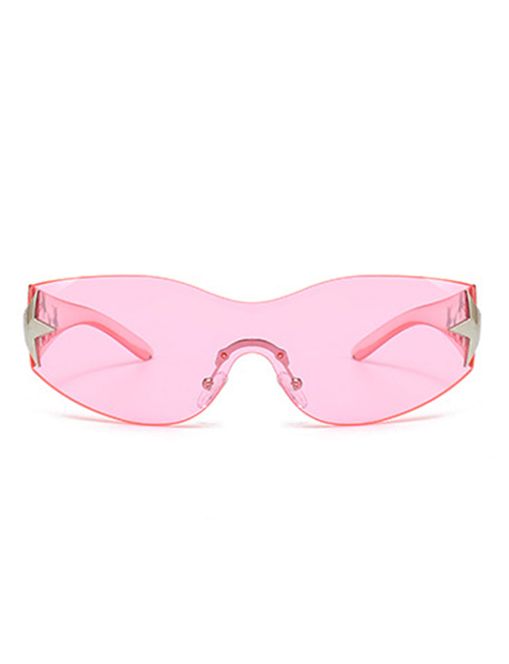 Vyrin - Star Designed Rimless Sleek Wraparound Shield Sunglasses