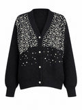 Elegant Pearl Knitted Cardigan
