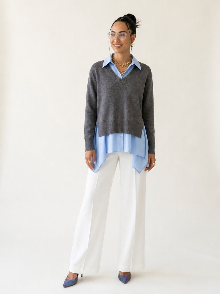 Elegant Knit Layered Blouse