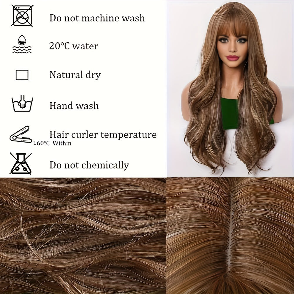 Elegant 26" Brown Wavy Wig