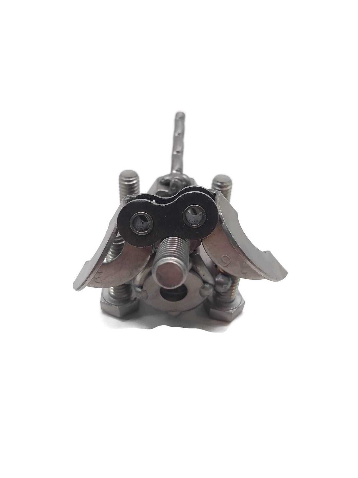 Scrap Metal Floppy Eared Dog Figurine, Steel Canine, Nuts and Bolts