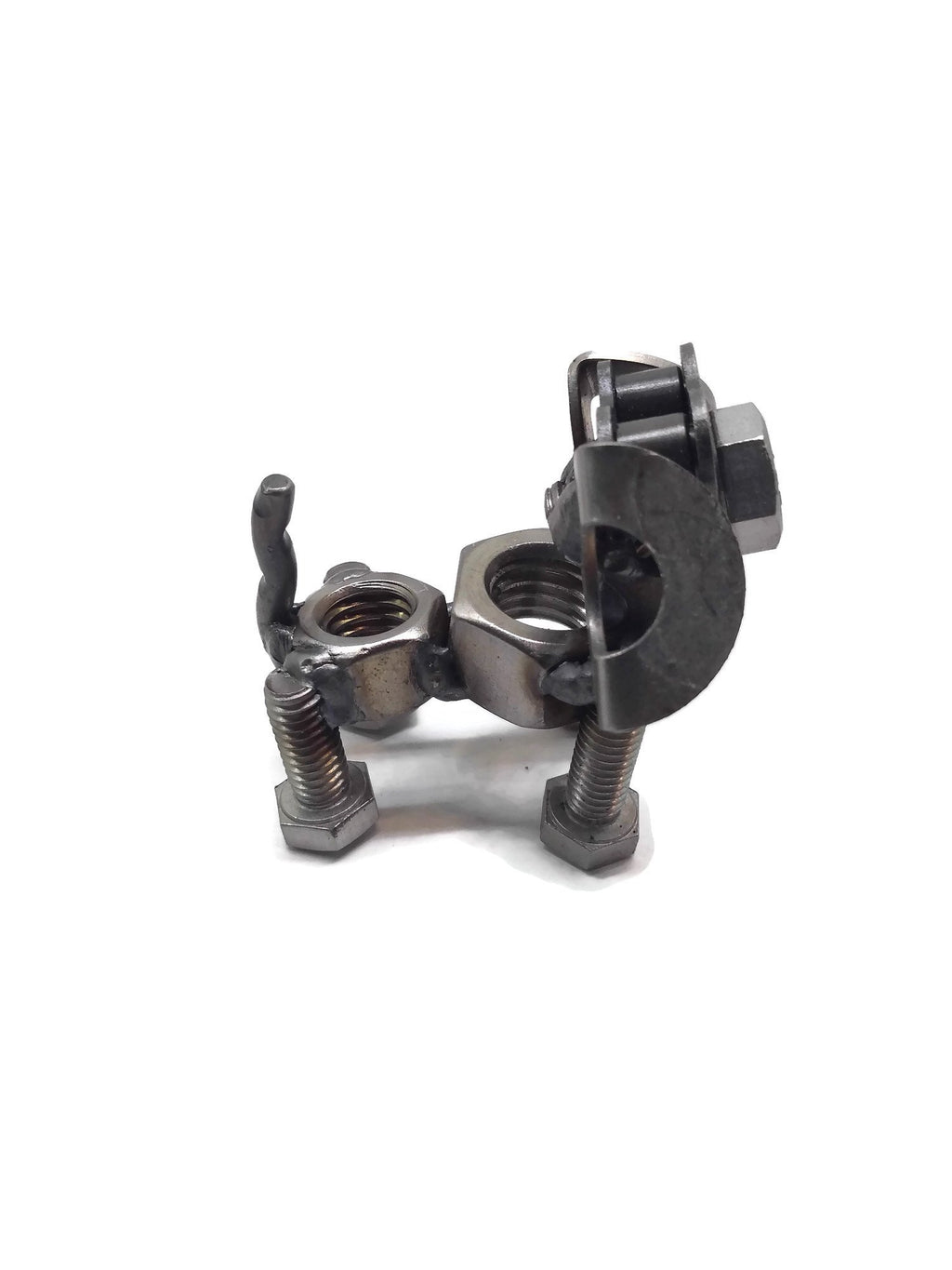 Scrap Metal Floppy Eared Dog Figurine, Steel Canine, Nuts and Bolts