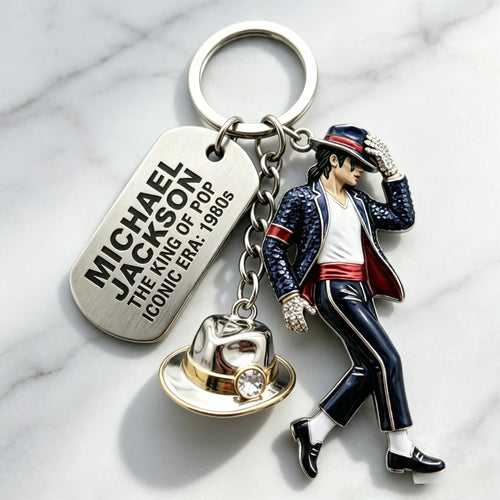 Michael Jackson Keychain, Classic Dance King Pendant Key Ring, Fashion