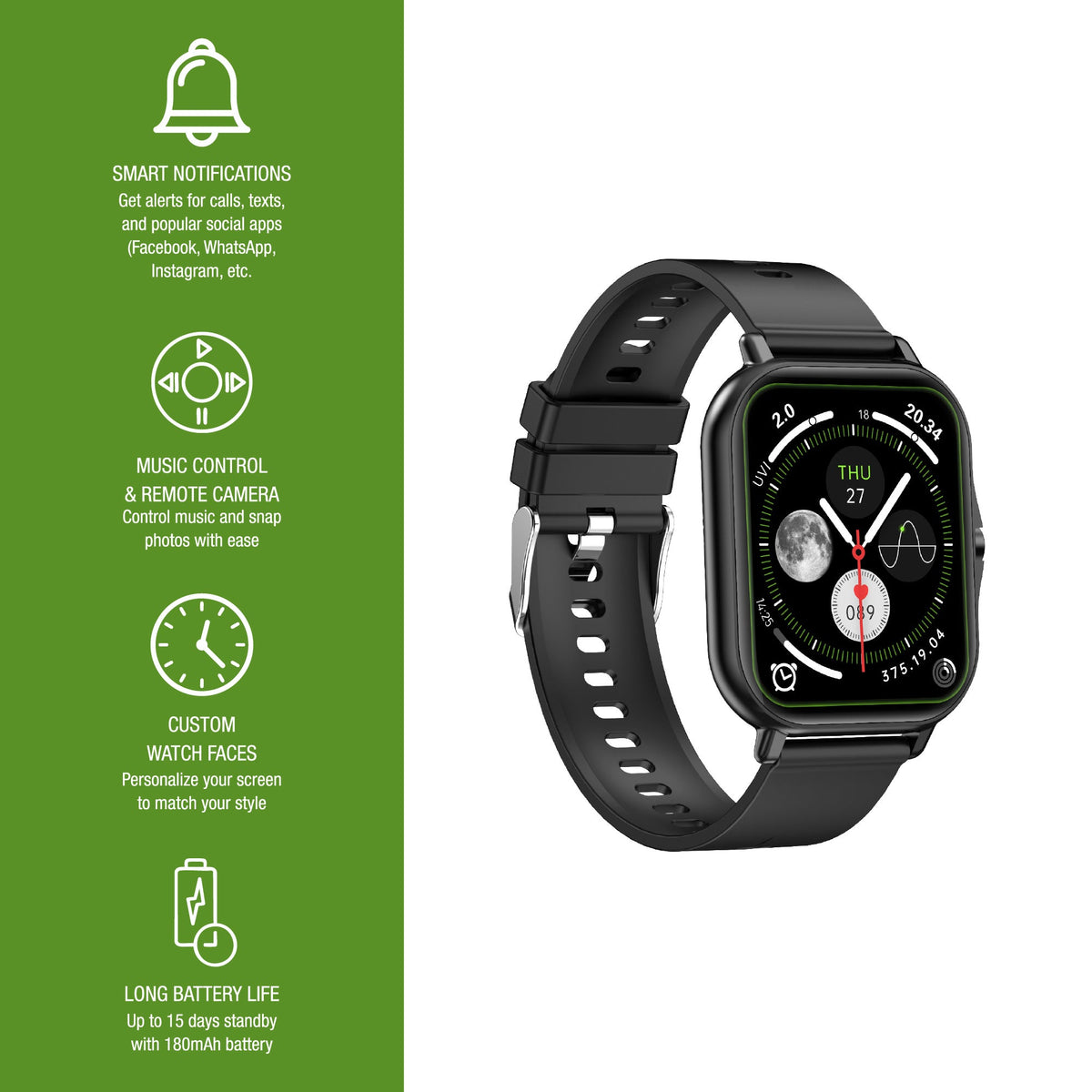 Pursonic All-in-One Bluetooth Smart Watch – Fitness, Health & Connectivity on Your Wrist