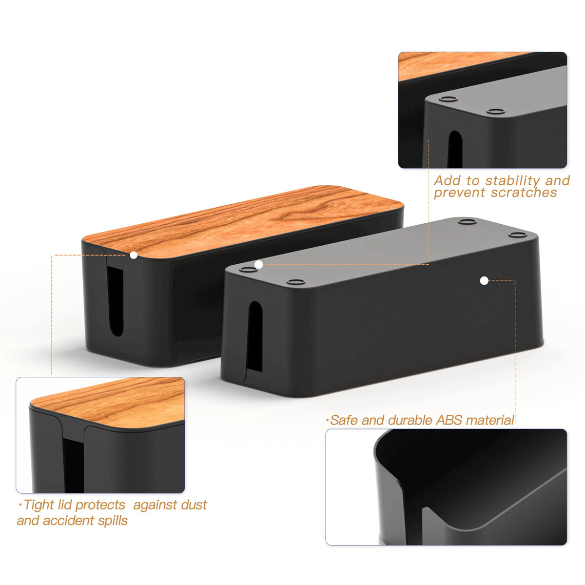 Cable Management Box, Cable Management Kit for Power Strip to Hide Wires, Cord Organizer Boxes, for Home and Office