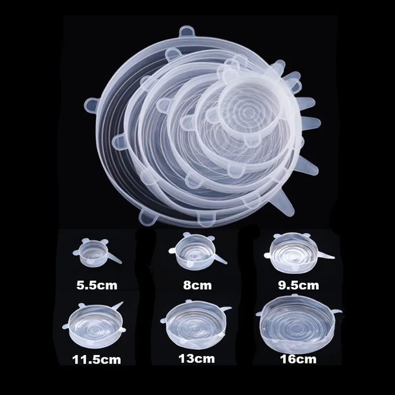 6Pcs Silicone Stretch Lids, Food Bowl Covers, Reusable Food Saving Covers, Retractable Multifunctional Fresh-keeping Lid