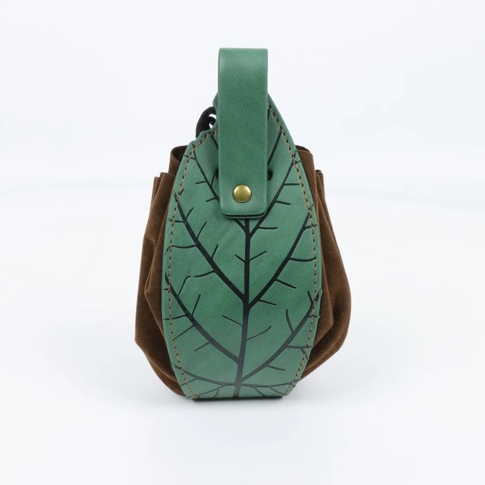 PU Leather Leaf Waist Bag for Women, Medieval Renaissance Belt Pouch,