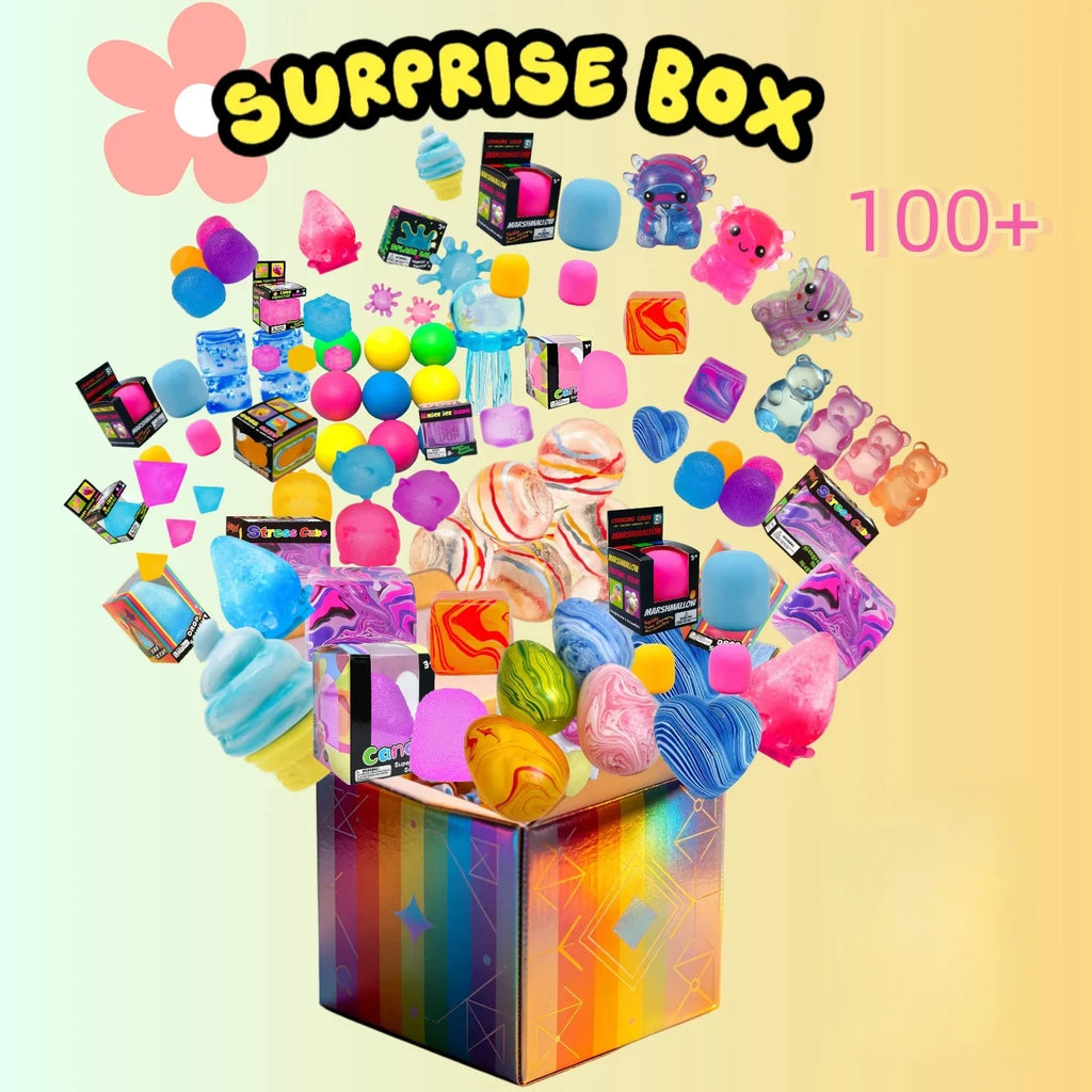 100+Pcs Surprise Box Toys Novelty Stress Relief Assorted Squishy