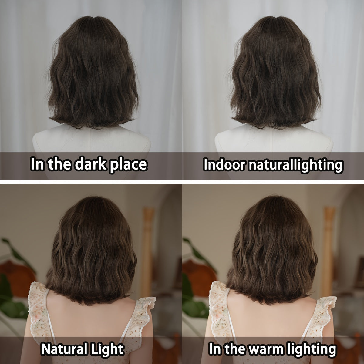WIGS Short Water Wave Bob Wig
