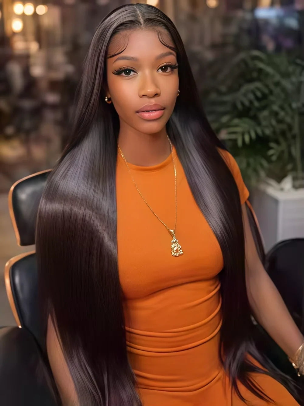 200% Density Bone Straight 7x6  Hd Transparent Lace Frontal Wig 42 46 Inch Brazilian Natural Color Straight Human Hair Wig 7x6 HD Transparent Full Frontal Lace Pre Plucked Long Wigs For Women 40 46 Inch