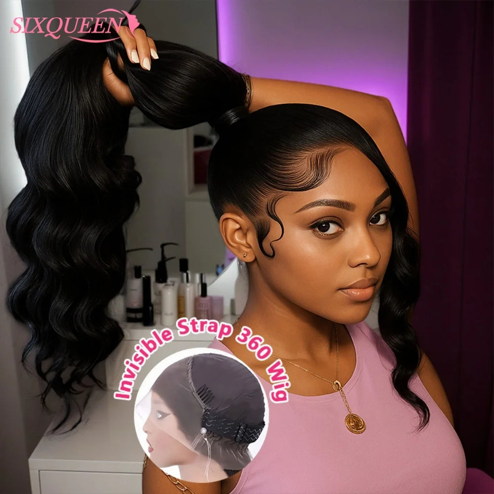 HD 360 Full Lace Wig with Invisible Strap Human Hair 250% Density