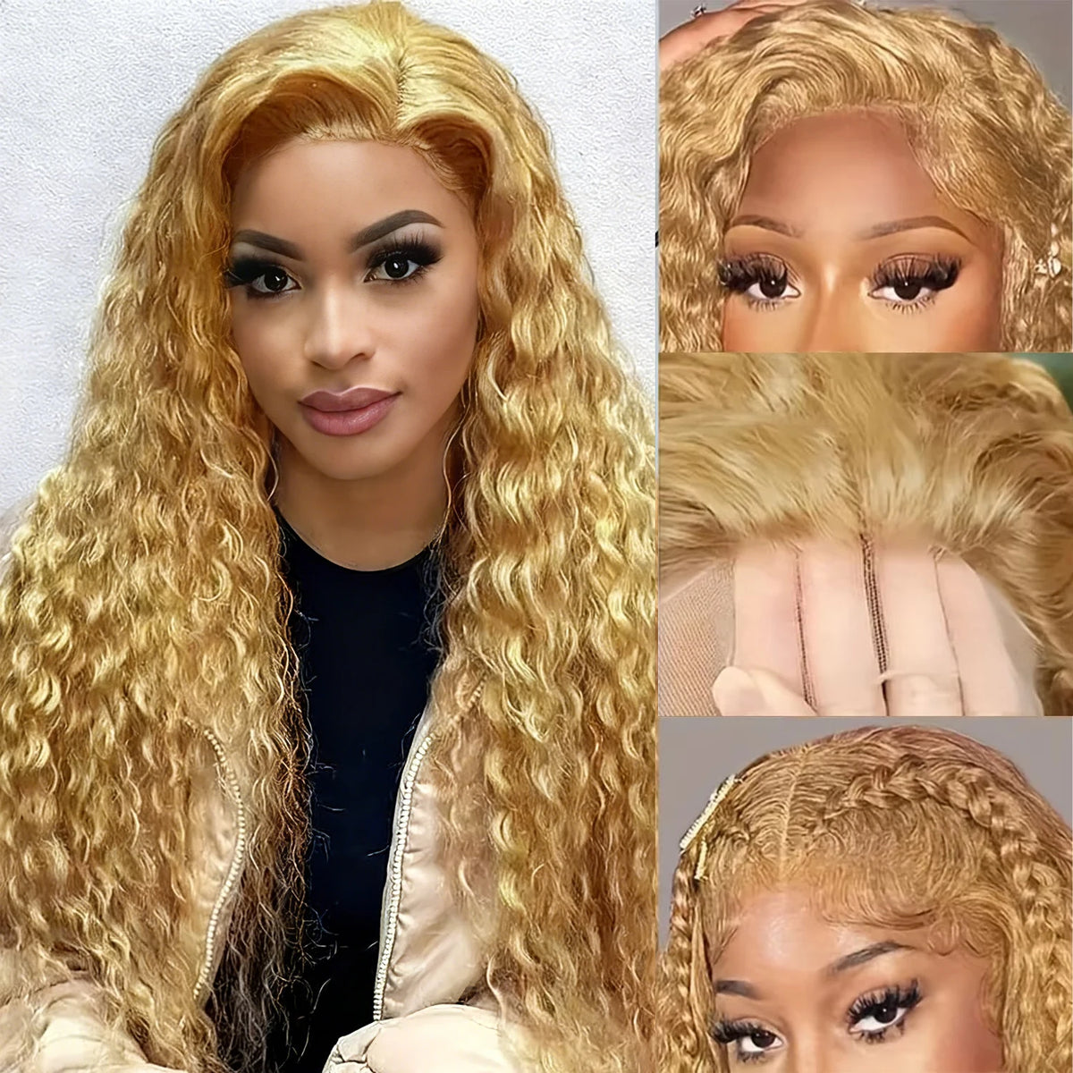 34 38Inch Honey Blonde Wig Human Hair Deep Wave 13x6 Hd Lace Frontal