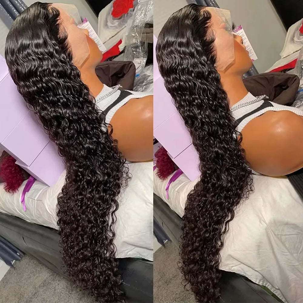 42 Inch Brazilian Virgin Human Hair Jerry Kinky Curly Wave 13x6 Lace Frontal Wigs Brazilian 13x4 Curly Wave Lace Front Human Hair Wigs For Women 250 Density