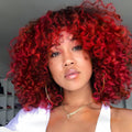 Sabosi Red Afro Curly Wigs 70s Kinky for Black Women Synthetic
