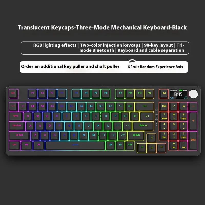 98-Key Wireless Bluetooth Mechanical Keyboard, Three-Mode