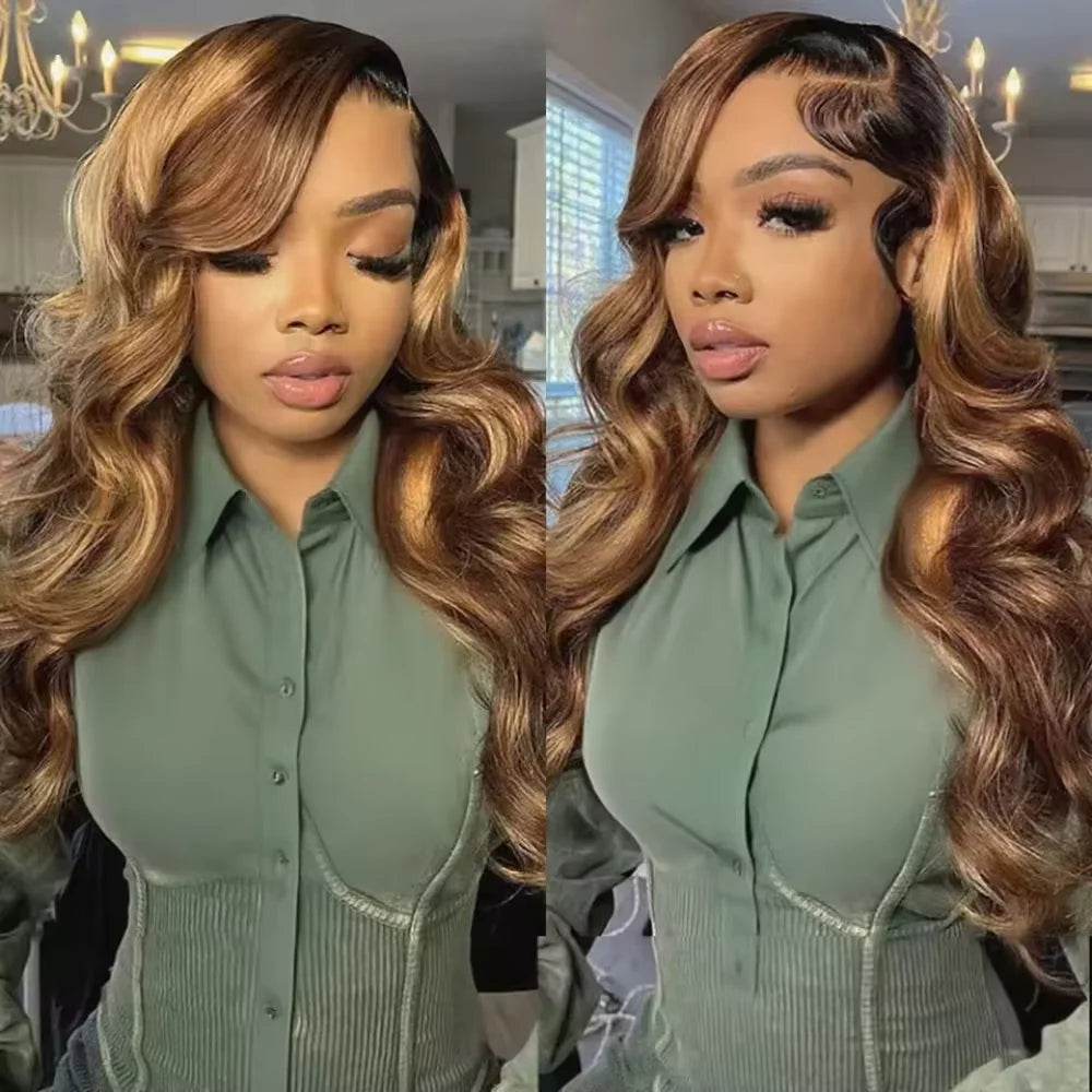 High Inch P4/27 Highlight Ombre Brown 13x6 HD Lace Frontal Wig Honey