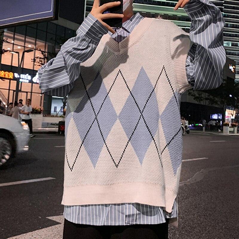 Knit Vest for Students, Trendy V-Neck Sweater Top