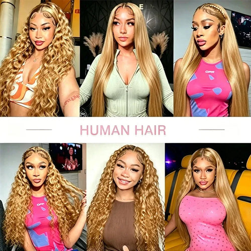 34 38Inch Honey Blonde Wig Human Hair Deep Wave 13x6 Hd Lace Frontal