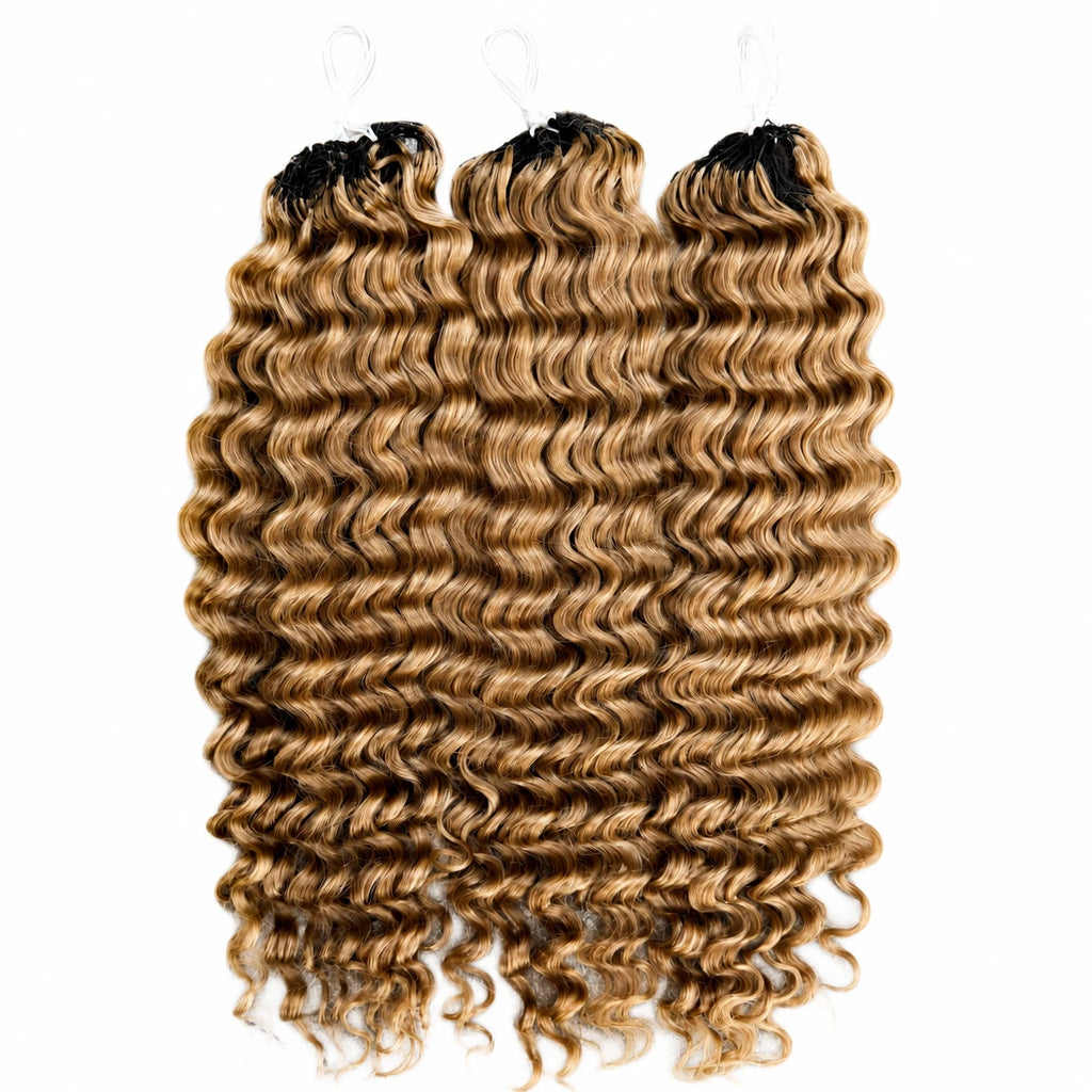Deep Wave Crochet Hair #27 Color Human Extensions Feather Miracle