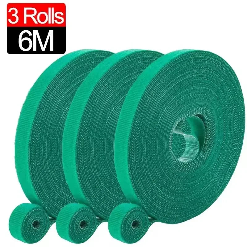 Self Adhesive Plant Nylon Cable Tie Green Adjustable Plants Hook Loop Support Garden Twine Bandage Reusable Fastener Tape Strips