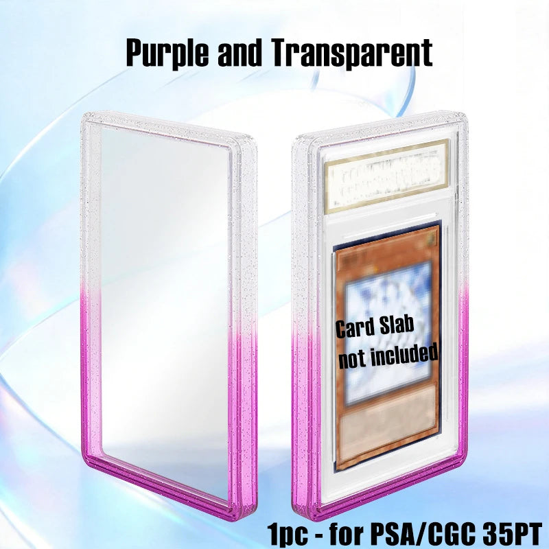 Stackable Slab Case for PSA CGC 35PT Graded Card, TPU Slab Bumper Protector with Back Panel ,Multicolor Gillter, For PTCG