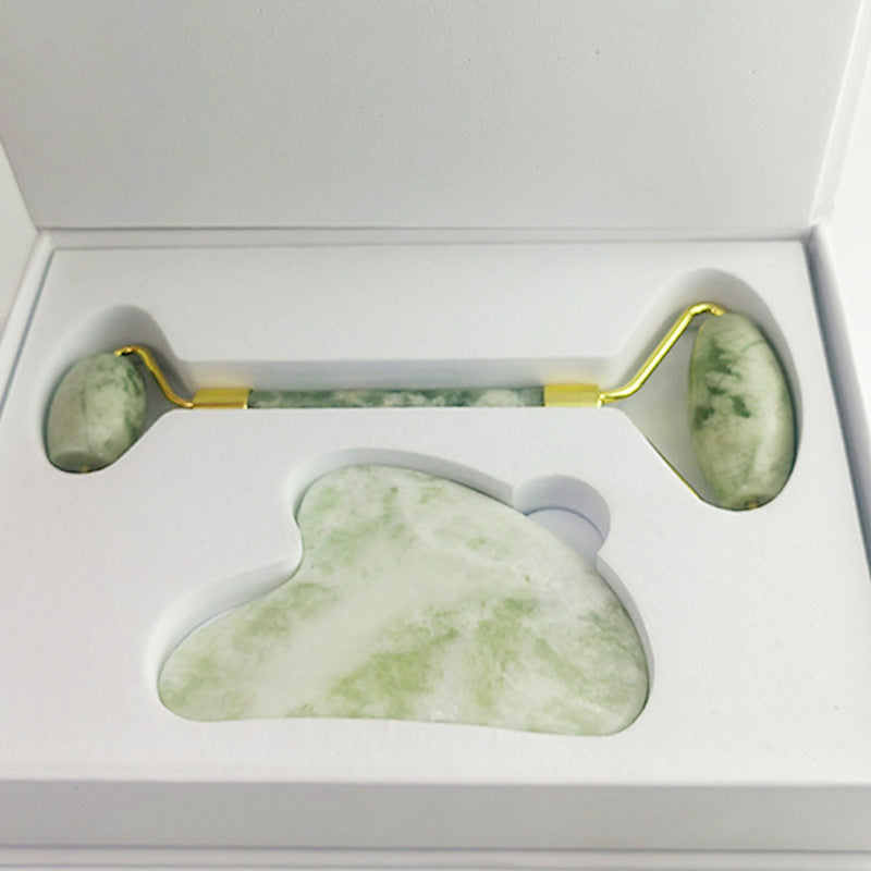 110g Xiu Yu White Jade Facial Roller Gua Sha Set