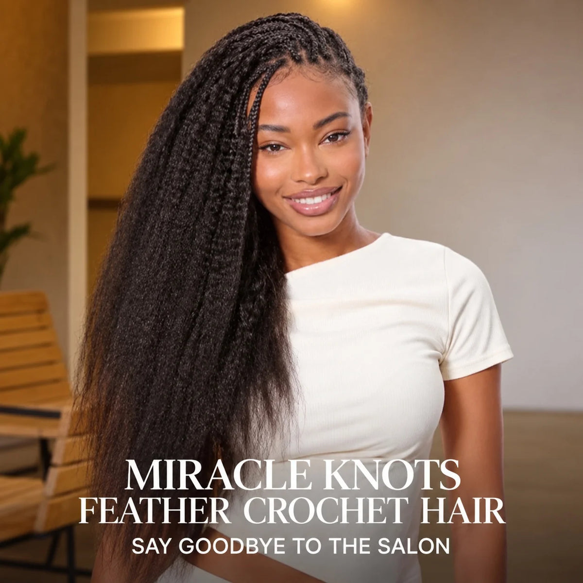 Knotless Kinky Straight Feather Crochet Human Hair Pre-Separated Pre-Looped Reusable Invisible Natural Black Hair for Women