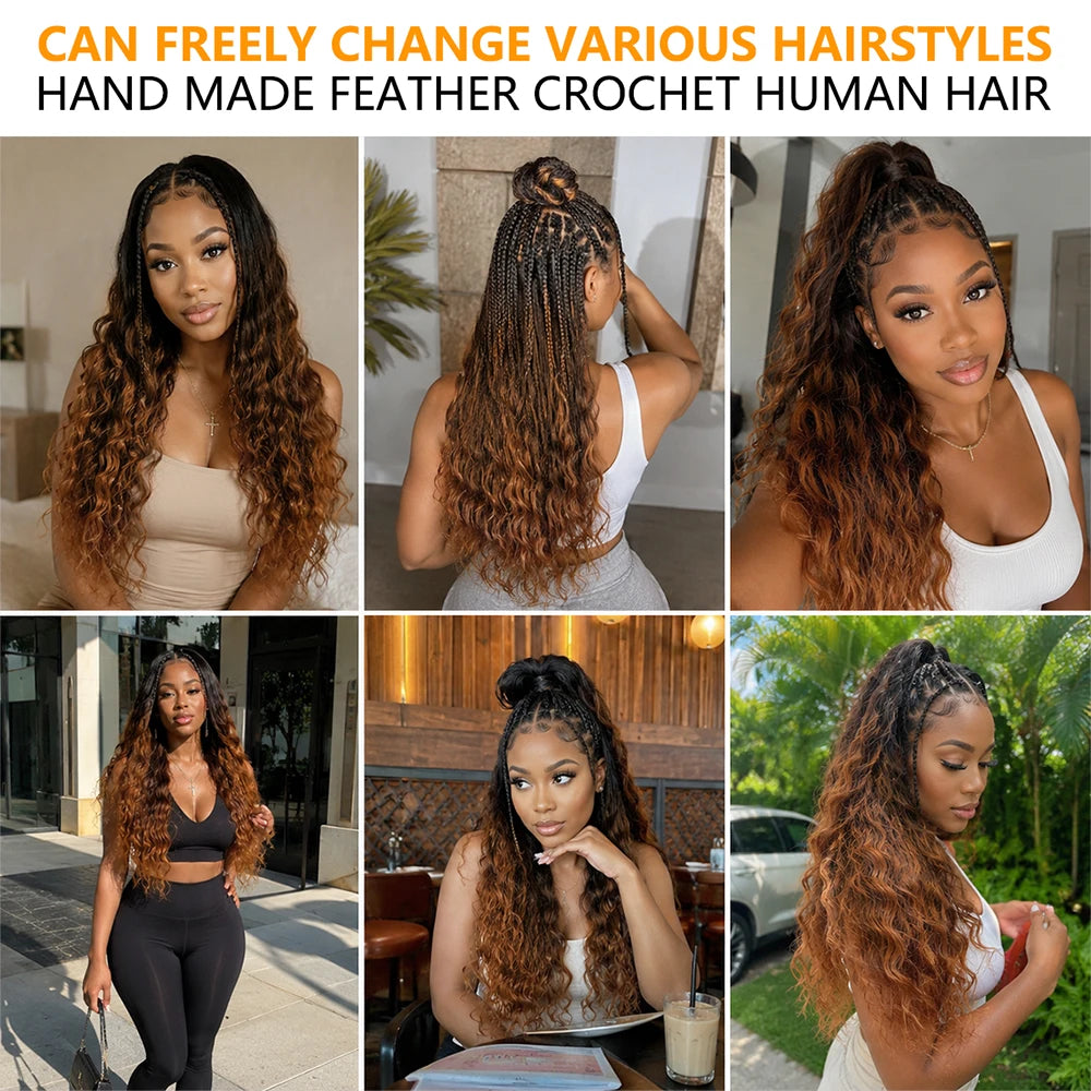 TB30 Highlight 12A Grade Human Hair Body Wave Feather Crochet