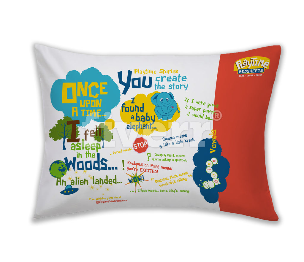 Playtime Story-Time Pillowcase. Over 20 starter sentences and Images.