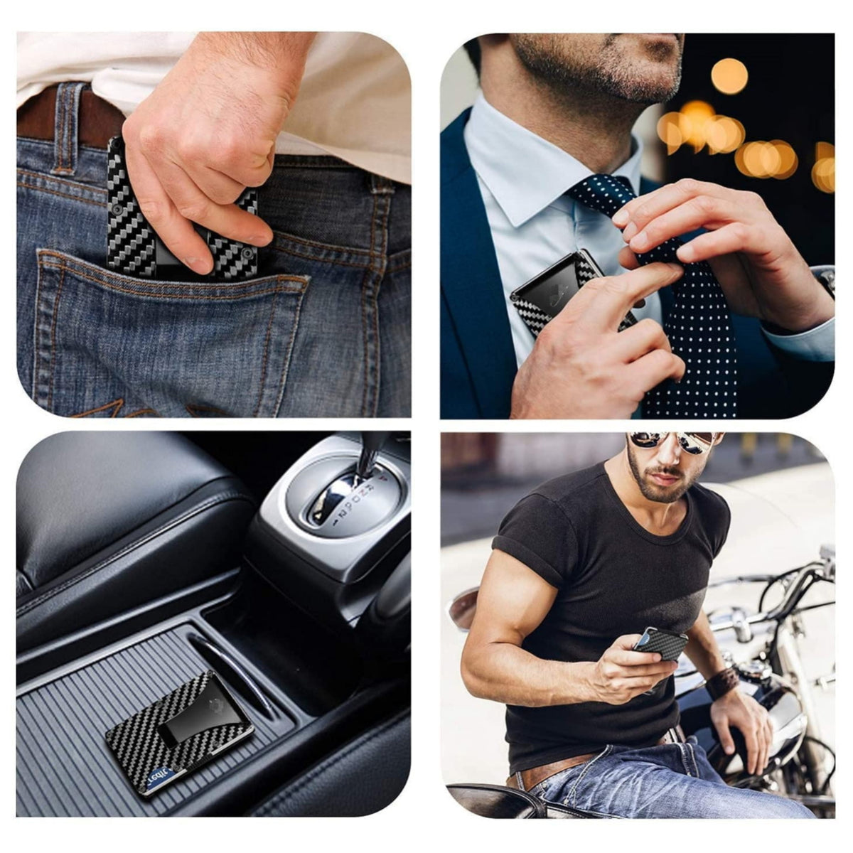 Carbon Fiber Minimalist RFID Wallet with Money Clip