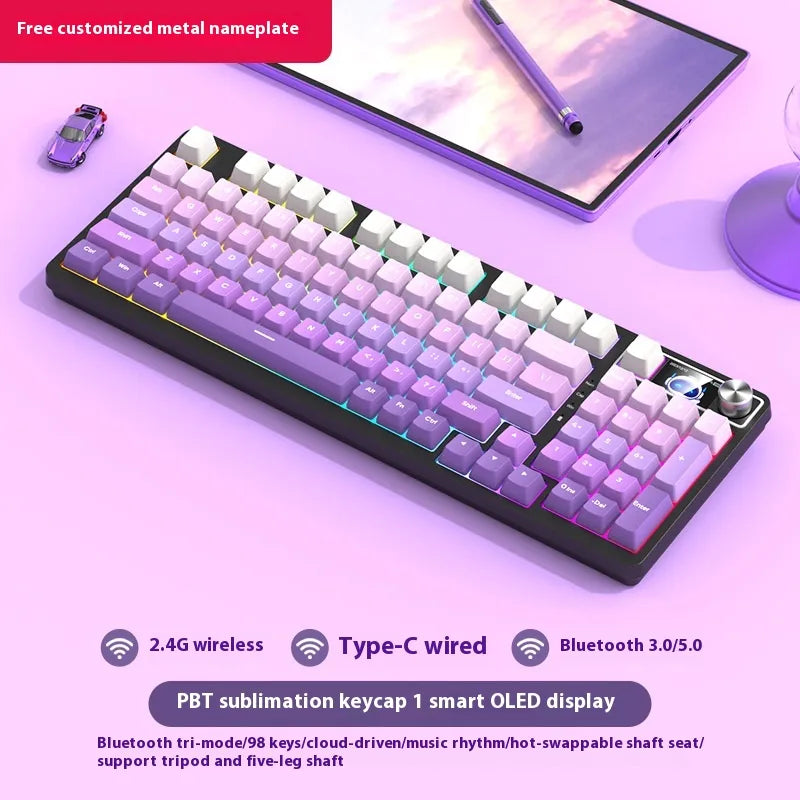 98-Key Wireless Bluetooth Mechanical Keyboard, Three-Mode