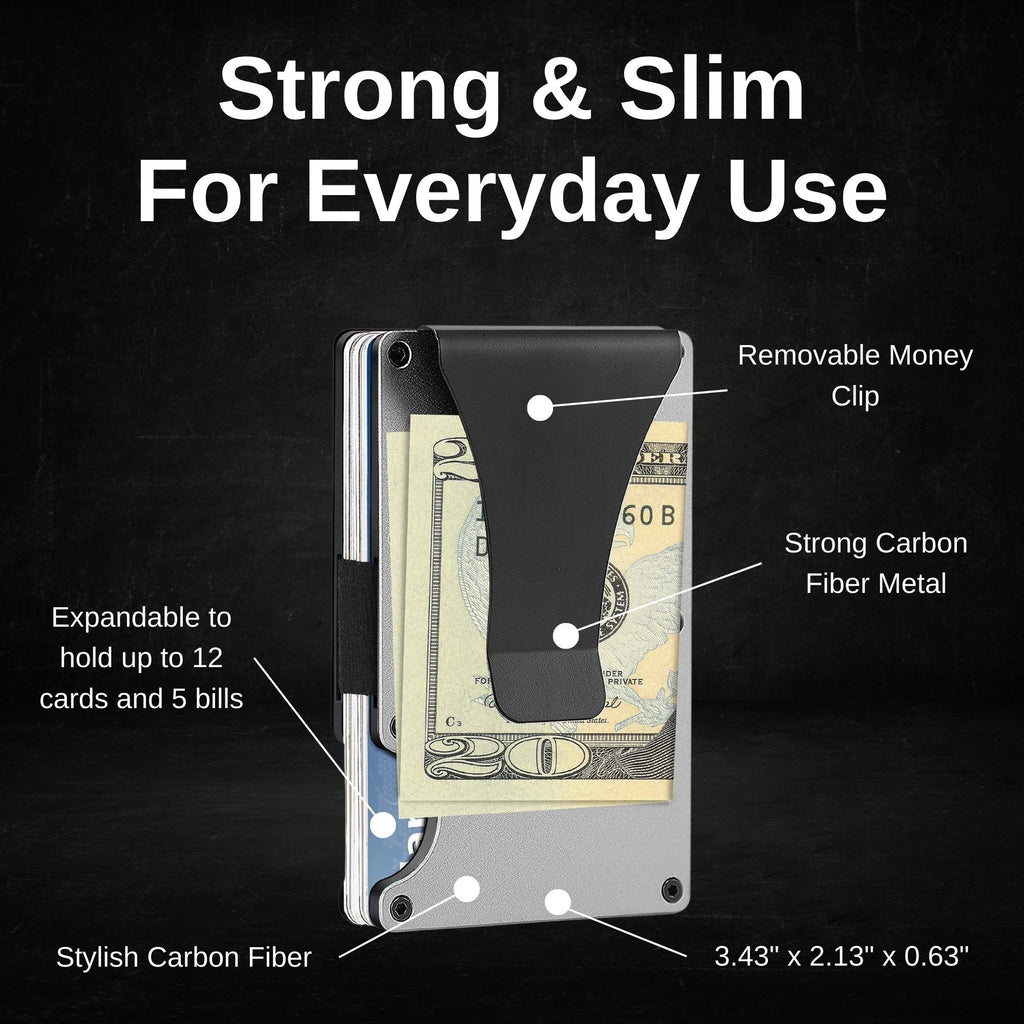 Carbon Fiber Minimalist RFID Wallet with Money Clip