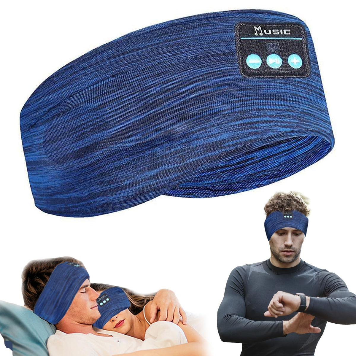 SANNWEEN Bluetooth Sleep Headphones Headband, Wireless, for Side Sleepers (Blue)