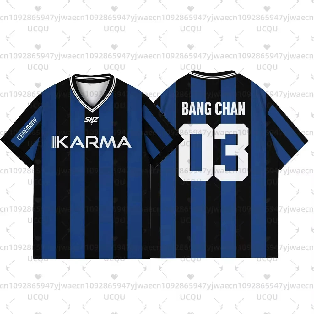 2025 KPOP Stay KARMA Album Fans Support Shirts FELIX BANGCHAN HYUNJIN Streetwear Plus Size Clothes Short Sleeve Tops T-shirt