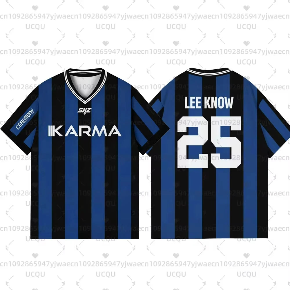 2025 KPOP Stay KARMA Album Fans Support Shirts FELIX BANGCHAN HYUNJIN Streetwear Plus Size Clothes Short Sleeve Tops T-shirt