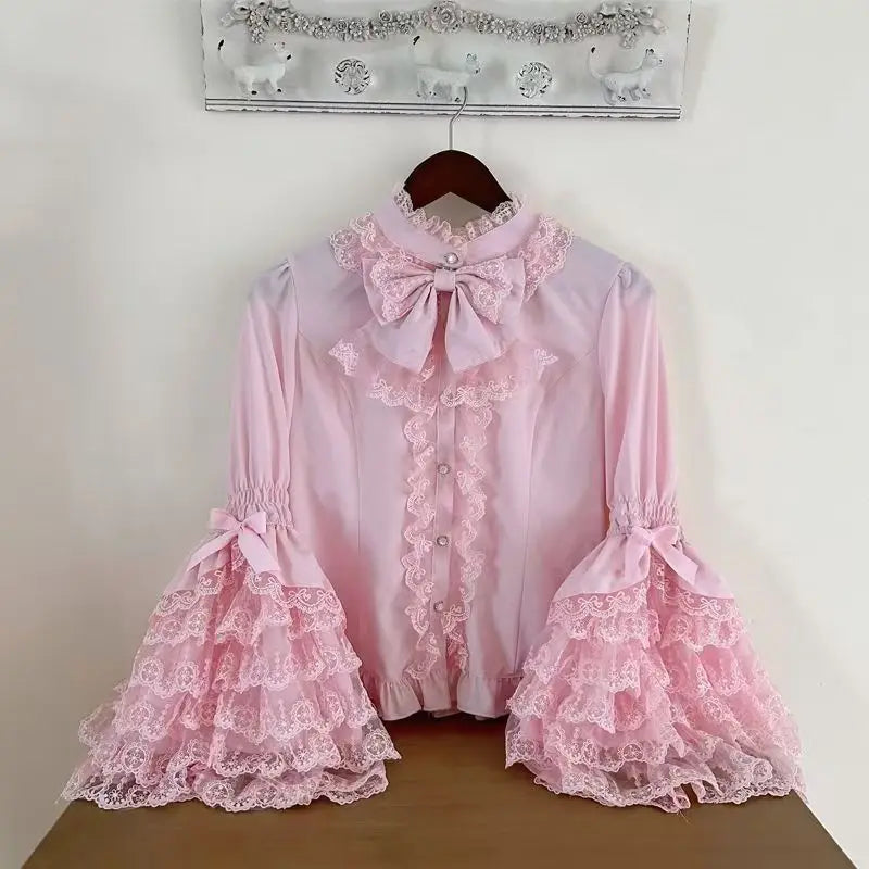 Dark Sweet Heart Ground Type Lolita Set, Ruffle Sleeve Top & A-line Skirt, Cute Kawaii Japanese Style Gothic Coord Outfit S-XL