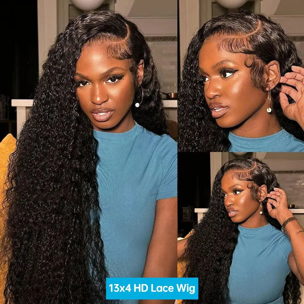 42 Inch Brazilian Virgin Human Hair Jerry Kinky Curly Wave 13x6 Lace Frontal Wigs Brazilian 13x4 Curly Wave Lace Front Human Hair Wigs For Women 250 Density
