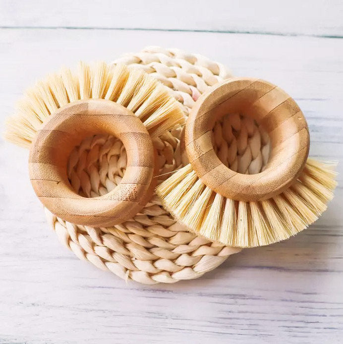 Bamboo Sisal Kitchen Ring Brush - Zero Waste Natural Veggie Brush
