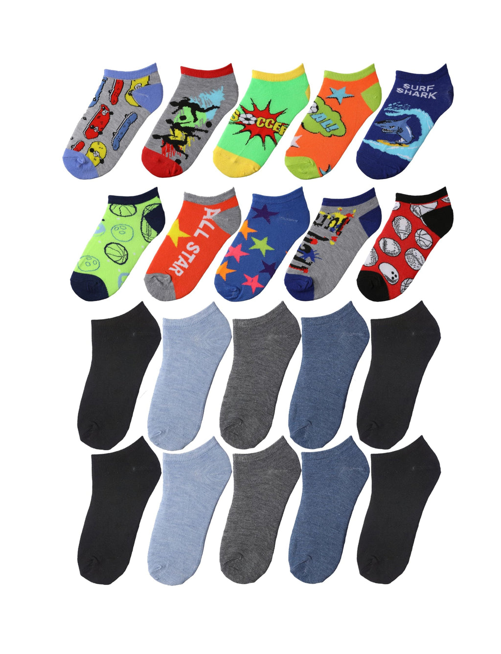 Kids Boys Denim No show socks - 20 Pairs
