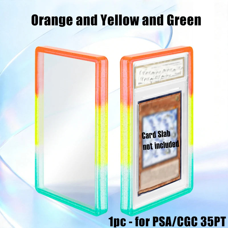 Stackable Slab Case for PSA CGC 35PT Graded Card, TPU Slab Bumper Protector with Back Panel ,Multicolor Gillter, For PTCG