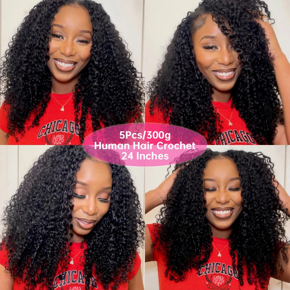 100% Human Hair Feather Crochet Pre Looped Invisible Miracle Knots