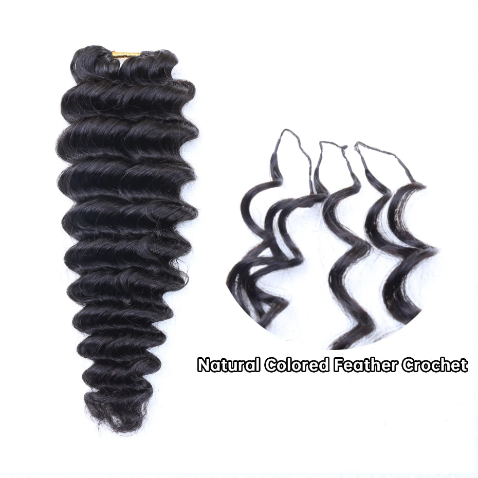 Miracle Knots Feather Crochet Hair Highlight Colored Deep Wave 100%