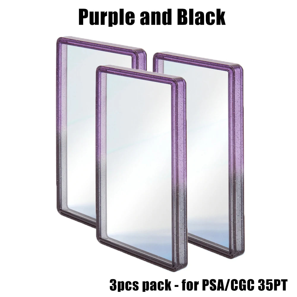 Stackable Slab Case for PSA CGC 35PT Graded Card, TPU Slab Bumper Protector with Back Panel ,Multicolor Gillter, For PTCG