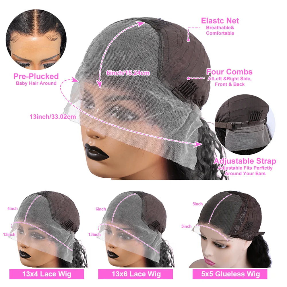 250 Density Deep Wave Wigs 13x6 HD Lace Front Human Hair Wig