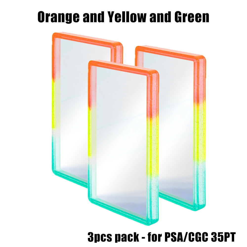 Stackable Slab Case for PSA CGC 35PT Graded Card, TPU Slab Bumper Protector with Back Panel ,Multicolor Gillter, For PTCG
