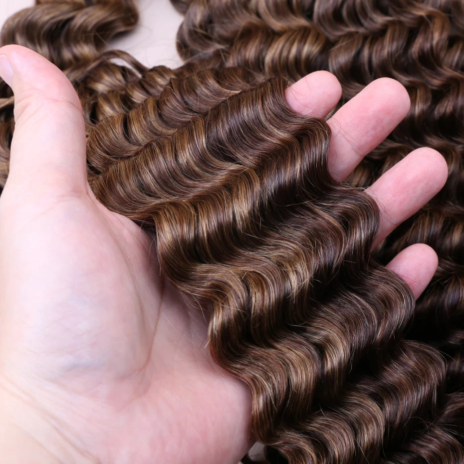 Miracle Knots Feather Crochet Hair Highlight Colored Deep Wave 100%