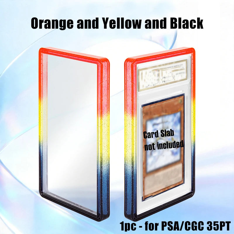Stackable Slab Case for PSA CGC 35PT Graded Card, TPU Slab Bumper Protector with Back Panel ,Multicolor Gillter, For PTCG